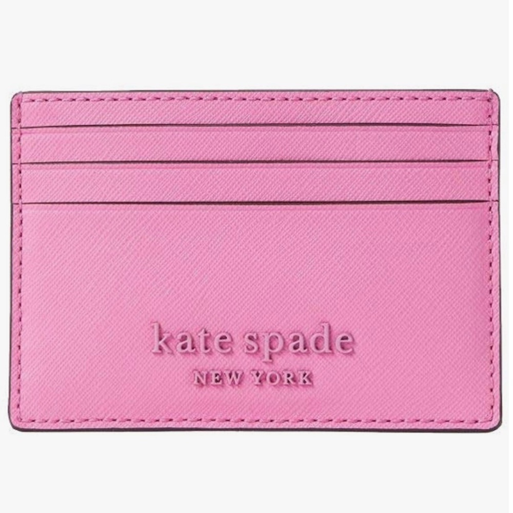 Kate Spade Card Case Pink Bright Peony Wallet